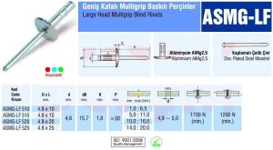 Alüminyum Geniş Kafalı Multigrip Perçin 4.8x10 mm - 250 adet