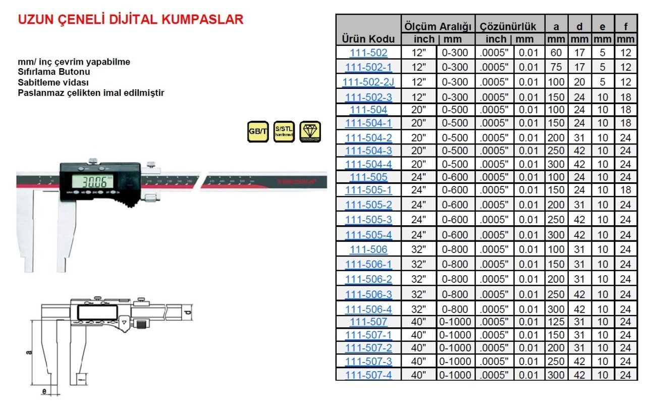 Dijital Çift Çene Kumpas 300/60mm