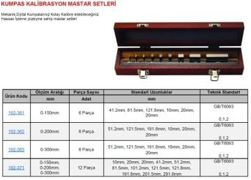 Kumpas Kalibrasyon Seti 200mm 6 Parça