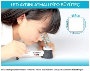 LYK 10X3L Led Aydınlatmalı Pipo Büyüteç