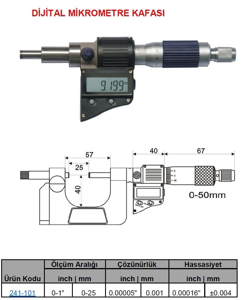 Dijital Mikrometre Kafası