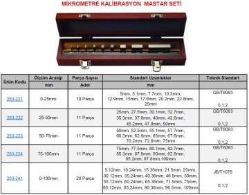 Mikrometre Kalibrasyon Seti 0-100mm