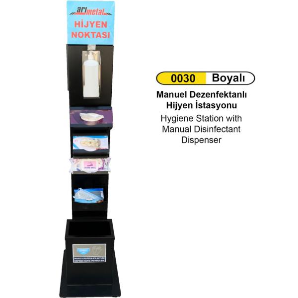 Manuel Dezenfektanlıklı Hijyen İstasyonu
