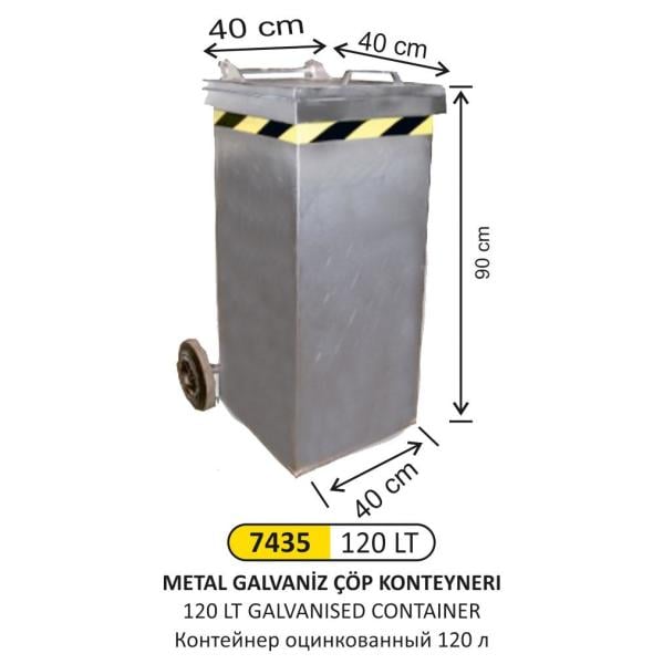 120 LT GALVANİZ ÇÖP KONTEYERİ