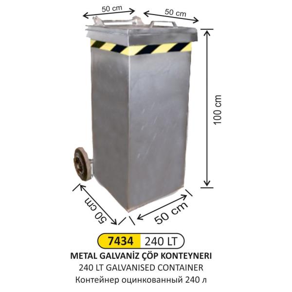 240 LT GALVANİZ ÇÖP KONTEYNERİ