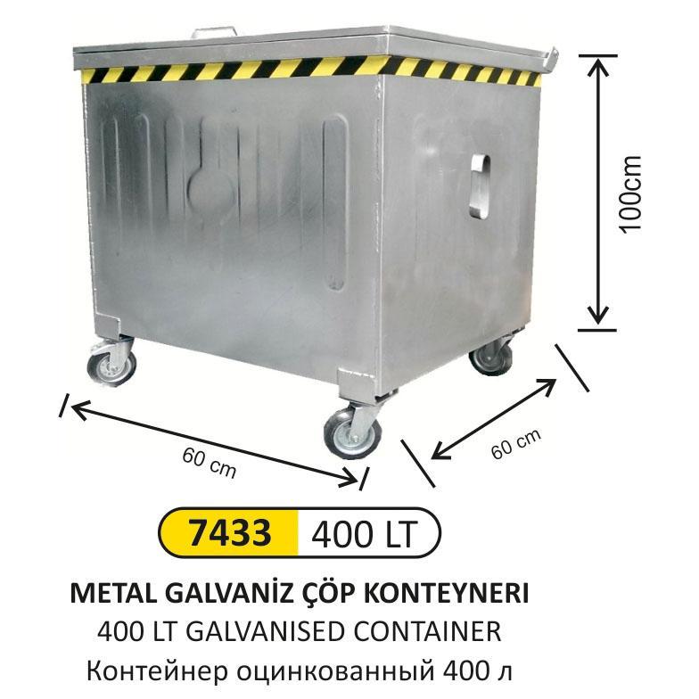 400 LT GALVANİZ ÇÖP KONTEYNERİ