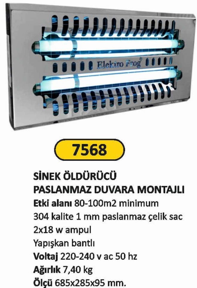 SİNEK ÖLDÜRÜCÜ PASLANMAZ ÇELİK DUVARA MONTAJLI