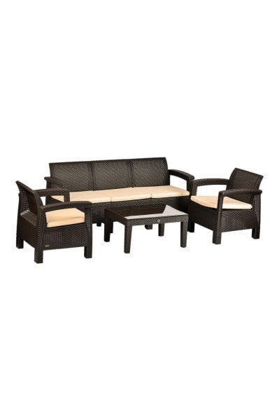 AMAZON RATTAN BAHÇE GRUBU l 1 ÜÇLÜ 2 TEKLİ 1 SEHPA