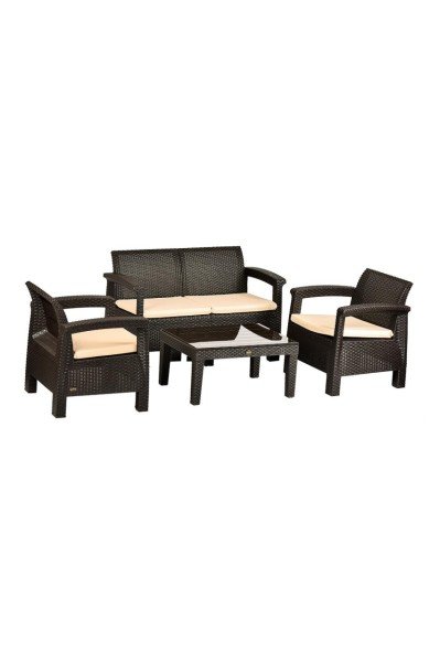 TOSCANA RATTAN OTURMA GRUBU l 1 İKİLİ 2 TEKLİ 1 SEHPA