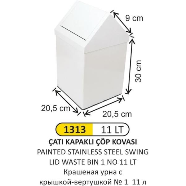 11 LT ÇATI KAPAKLI BOYALI ÇÖP KOVASI