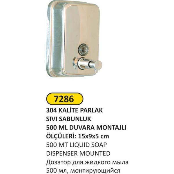 304 KALİTE PARLAK PASLANMAZ 500ML Sıvı SABUNLUK