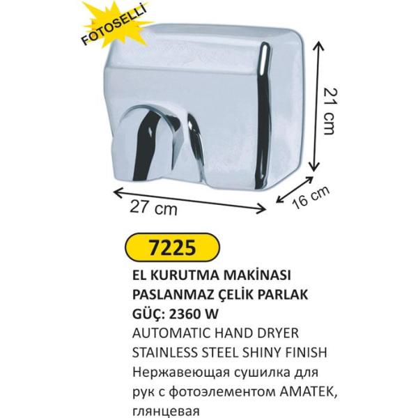 2360W PASLANMAZ ÇELİK EL KURUTMA MAKİNESİ