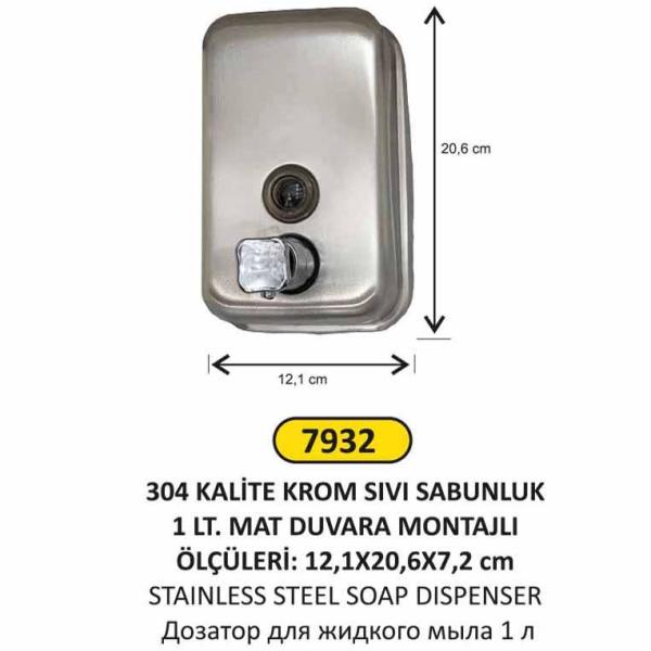 PASLANMAZ SIVI SABUNLUK 1 LİTRE (304 KALİTE KROM)