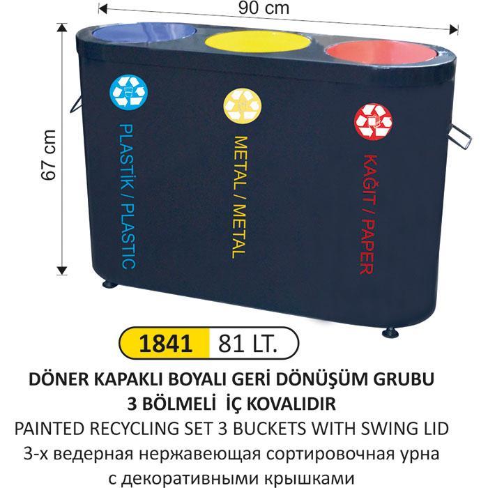 81 LT DÖNER KAPAKLI BOYALI GERİ DÖNÜŞÜM SETİ