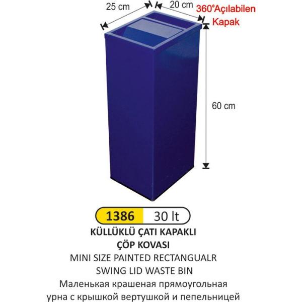 30 LT KÜLLÜKLÜ ÇATI KAPAKLI ÇÖP KOVASI