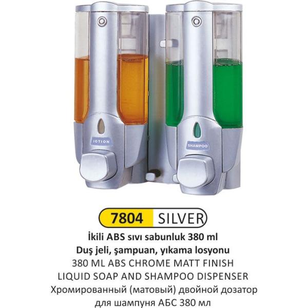 380ML 2'Lİ GÜMÜŞ ŞEFFAF ABS PLASTİK Sıvı SABUN - ŞAMPUAN - LOSYON VERİCİ