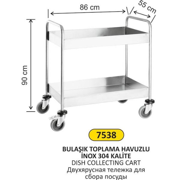 BULAŞIK TOPLAMA HAVUZLU INOX 304 KALİTE SERVİS ARABASI