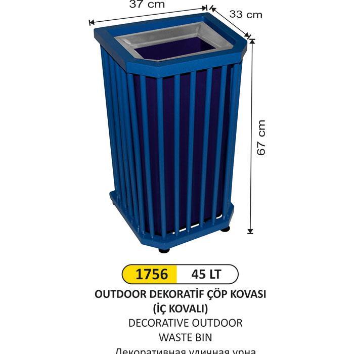 45 LT OUTDOOR DEKORATİF ÇÖP KOVASI İÇ KOVALI