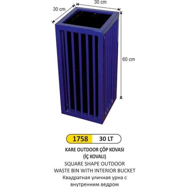 30 LT KARE OUTDOOR ÇÖP KOVASI İÇ KOVALI