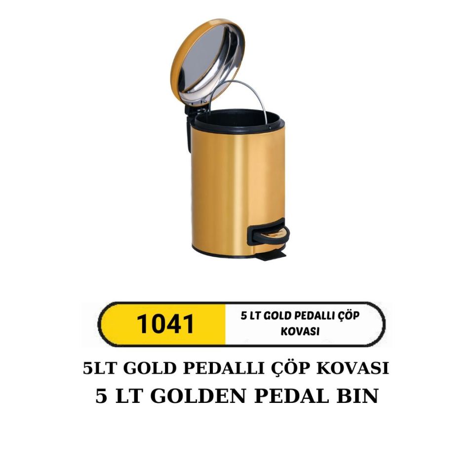 5 LİTRE GOLD PEDALLI ÇÖP KOVASI AMORTİSÖRLÜ