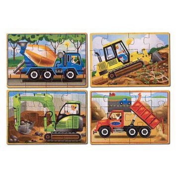 Melissa&Doug Ahşap 12x4 Yapboz Seti - İnşaat Araçları