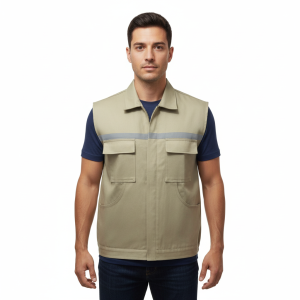 Buriş İş Yeleği Harmandan Karışım Çok Cepli Reflektörlü Yelek