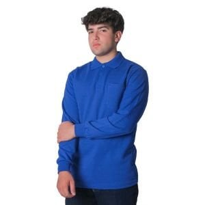 Polo Yaka 3 İplik Uzun Kollu Sweat T-Shirt Saks Mavi