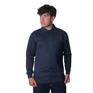 Polo Yaka Sweatshirt 2 İplik Lacivert Renk