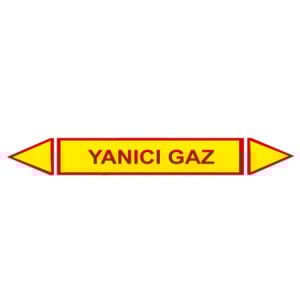 Yanıcı Gaz Akışkan Boru Etiketi