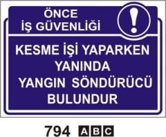 Kesme İşlemi Yaparken Yanında Yangın Söndürücü Bulundur