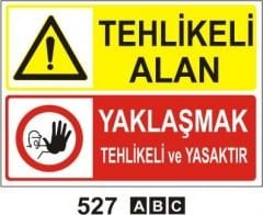 Tehlikeli Alan Yaklaşmak Tehlikeli ve Yasaktır Levhası
