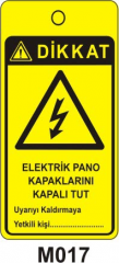 Elektrik Pano Kapaklarını Kapalı tut (Asılabilir Etiket)