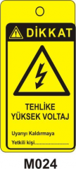 Tehlike Yüksek Voltaj (Asılabilir Etiket)