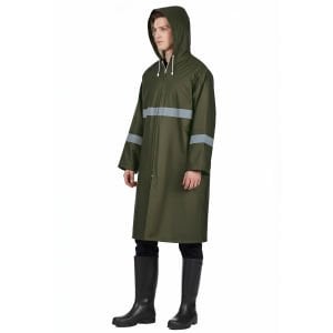 Balıkçı Pardesü Reflektörlü Yağmurluk Haki Renk