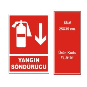 Yangın Söndürücü Fotolümen Tabela Aşağı Ok 25x35 cm