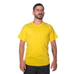 Penye T-Shirt Kısa Kollu 0 Yaka Sarı