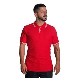 Polo Yaka Tişört Kırmızı (Çizgili)