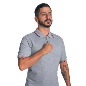 Polo Yaka Tişört Gri (Çizgili)