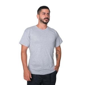 Penye T-Shirt Kısa Kollu 0 Yaka Gri