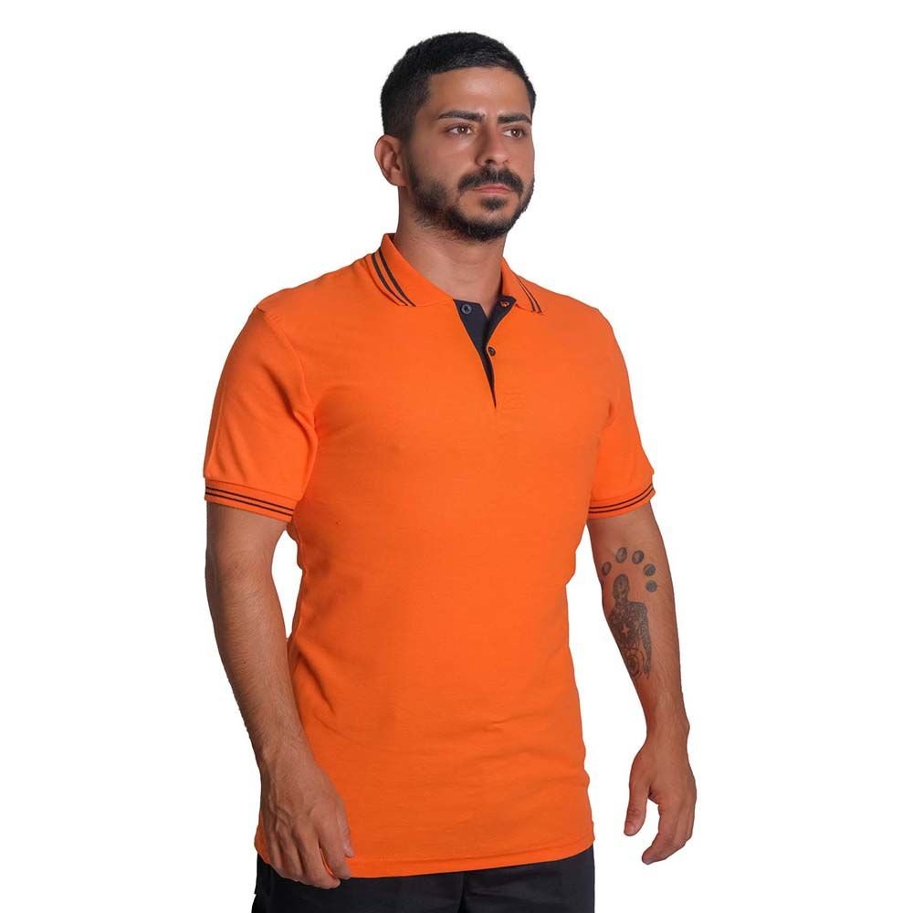 Polo Yaka Tişört Turuncu (Çizgili)