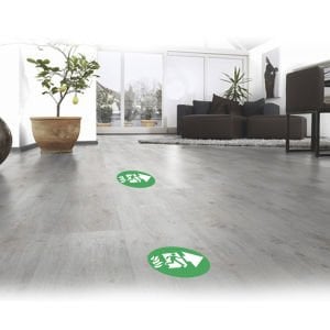 Acil Yangın Çıkışı İleri Yön Zemin Sticker Etiketi 30x30 Laminasyonlu (Fotolümen)