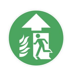 Acil Yangın Çıkışı İleri Yön Zemin Sticker Etiketi 30x30 Laminasyonlu (Fotolümen)