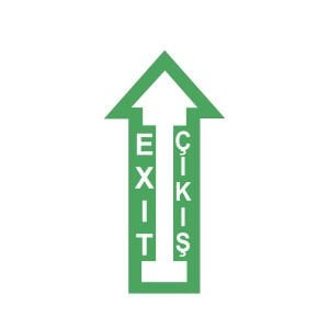Exit Çıkış İleri Yön Zemin Sticker Etiketi 15x30 Laminasyonlu