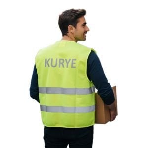 Reflektörlü Kurye İkaz Yeleği Sarı