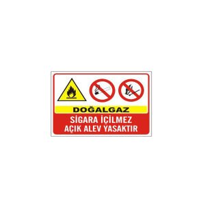 Doğal Gaz Sigara İçilmez Açık Alev Yasaktır Levhası