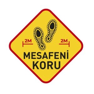 2 Metre Mesafeni Koru Zemin Sticker Etiketi 30x30 Laminasyonlu
