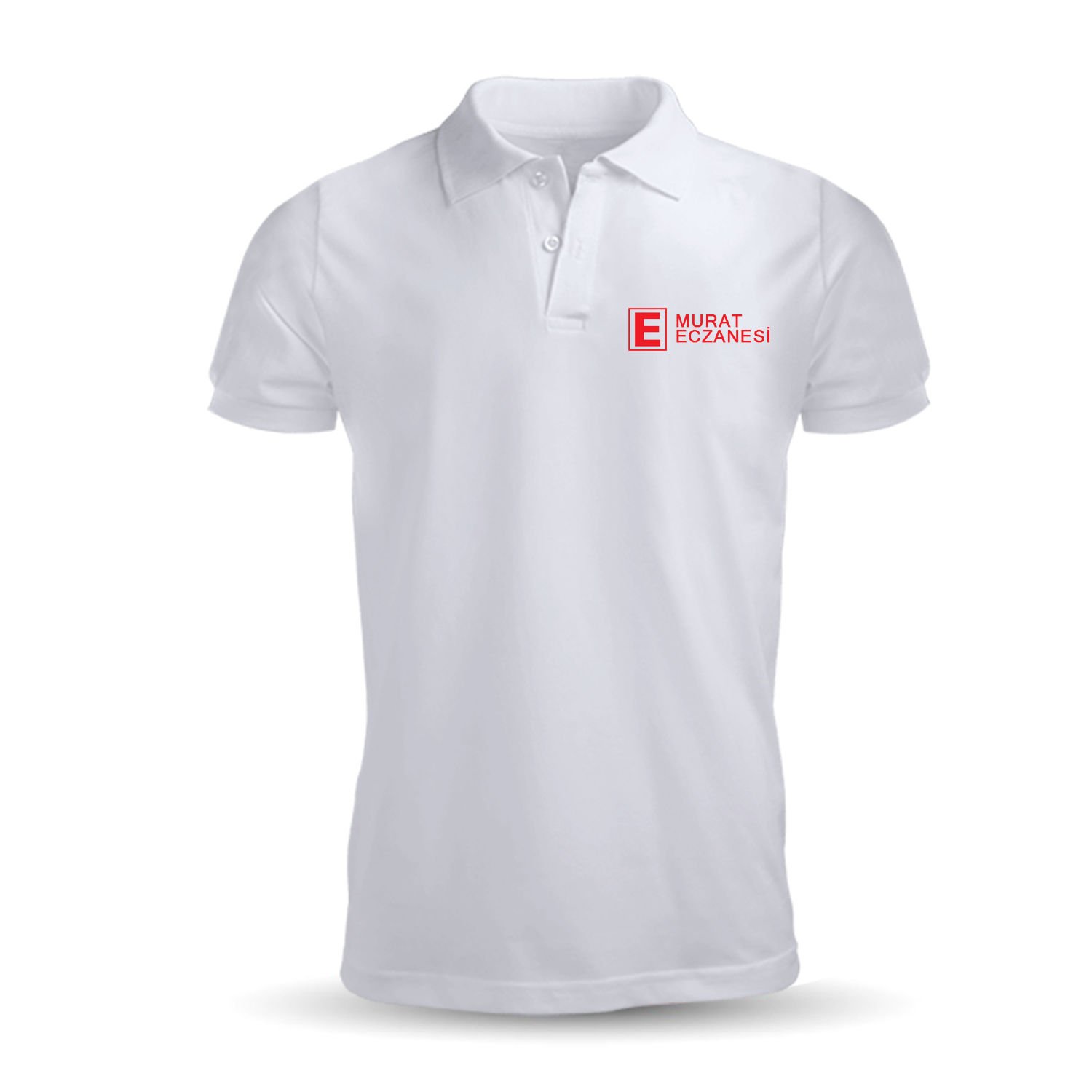 Eczacı Polo Yaka Logolu Kırmızı Tişört [Stok Sorunuz] XXL - Beyaz