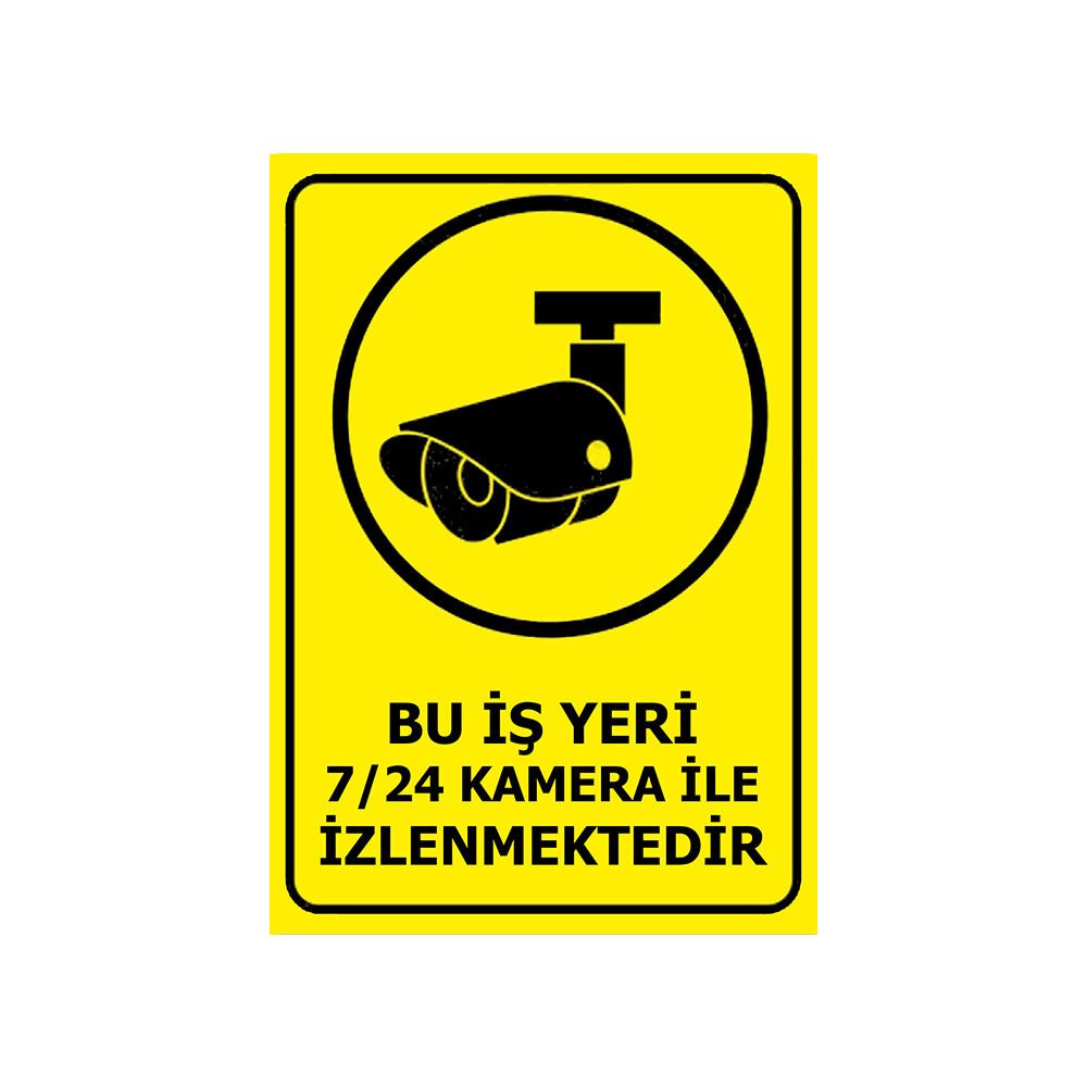 Bu Alan 7/24 Kamera İle İzlenmektedir Levhası 50x70 cm Sticker (Yapışkanlı Etiket)