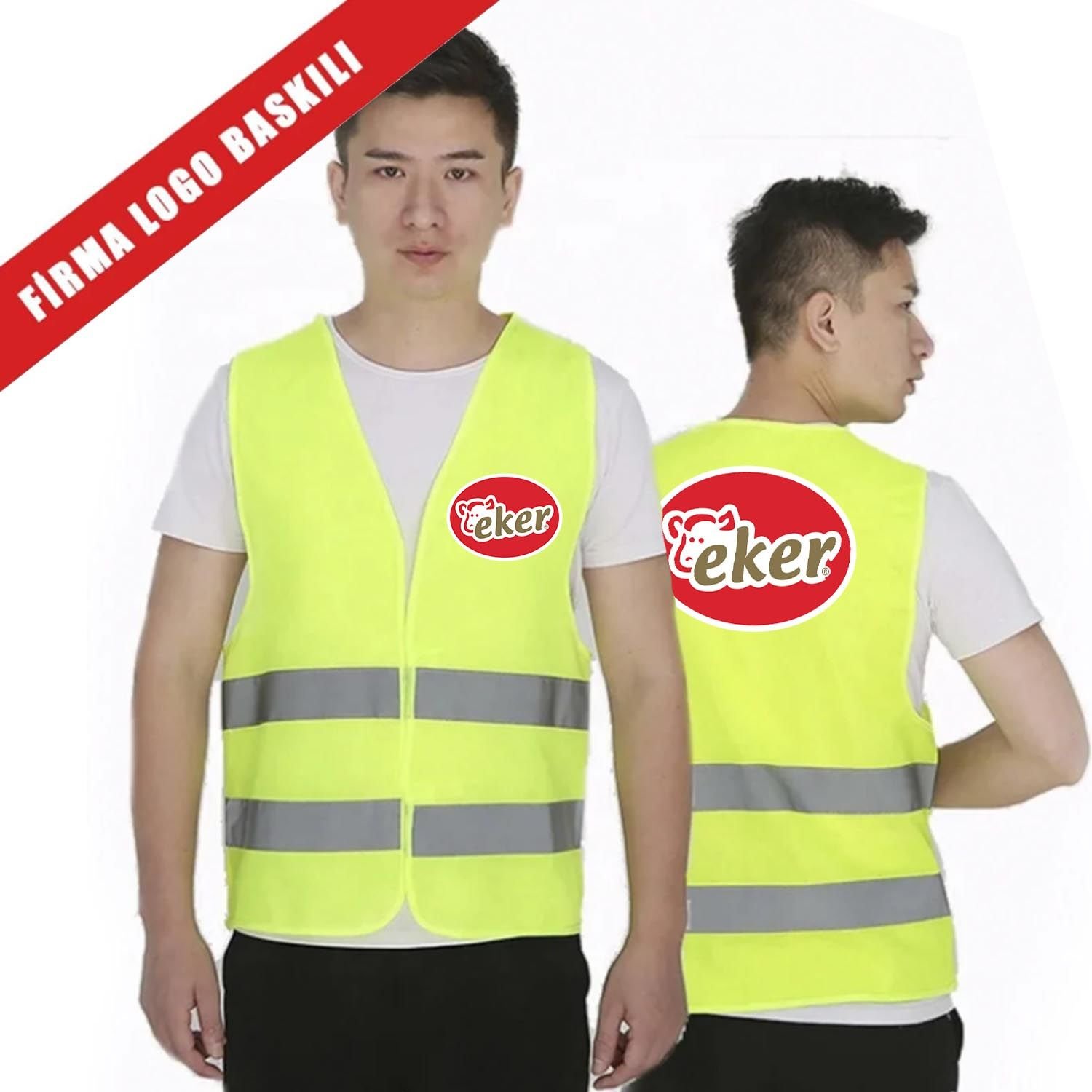 Firma Logolu İkaz Yeleği Sarı Renk (50 Adet) İşçi Tip