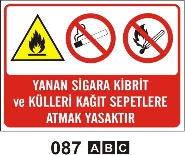 Yanan Sigara Kibrit ve Külleri Kağıt Sepetlerine Atmak Yasaktır